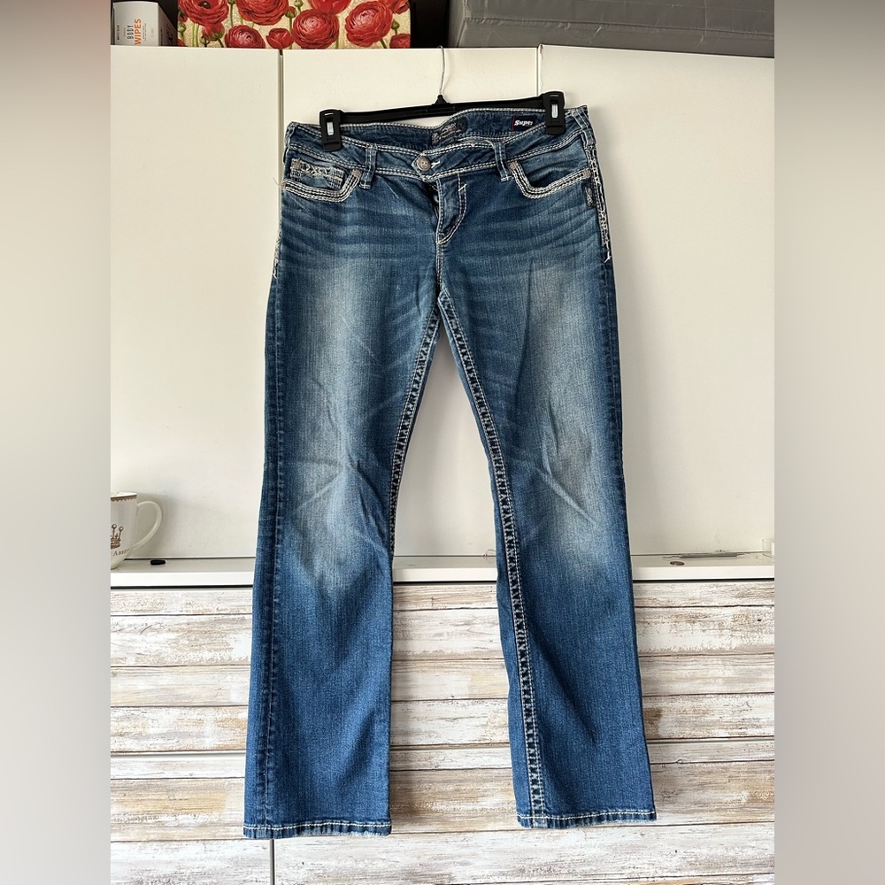 👖 Silver Jeans Co Tuesday Baby Boot Jeans W33 L31 Super Stretch Blue Denim
